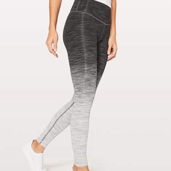 lululemon athletica Pants - Lululemon Wunder Under Ombre Black White Leggings 8 High Rise Yoga Athleisure